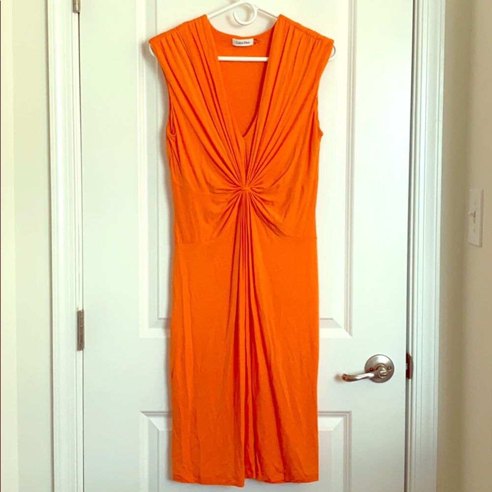 Bright Orange Calvin Klein sleeveless dress